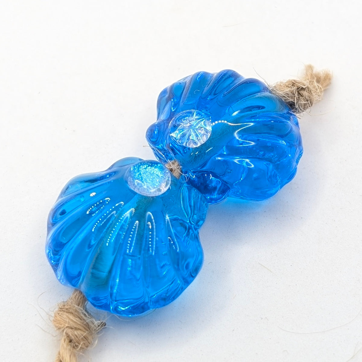 Dichroic Shell Glass Beads Pair
