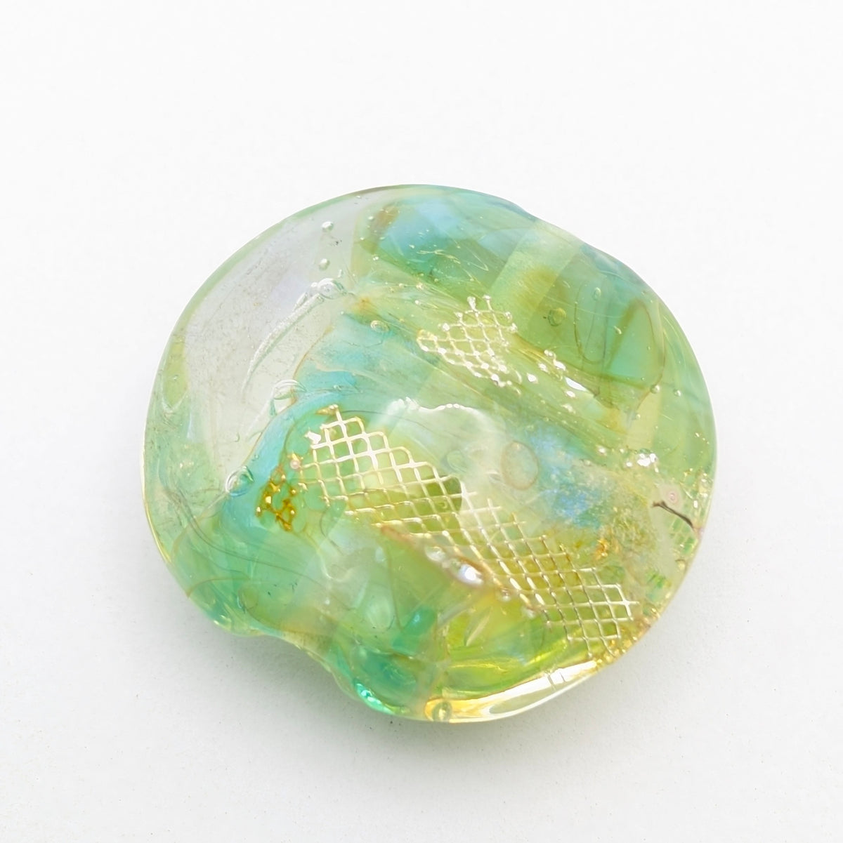 Silver Glass Focal Lentil Bead