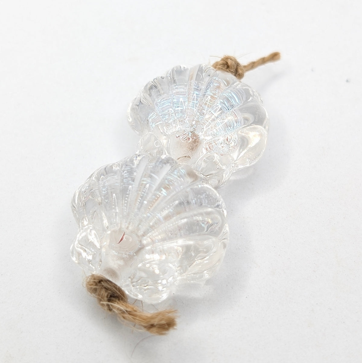 Dichroic Shell Glass Beads Pair